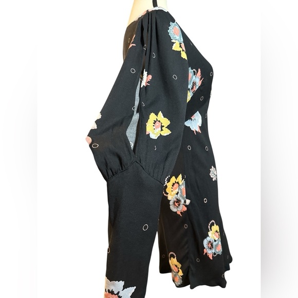 Free People Sunshadows Black Split Sleeve Mini Dress - Picture 6 of 9